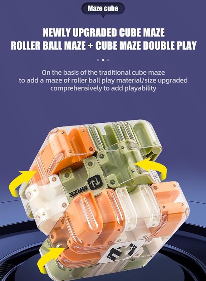 Blue 3D Rolling Ball Maze Cube Puzzle Brain Teaser Game Gift For Adults Teens - Image 5
